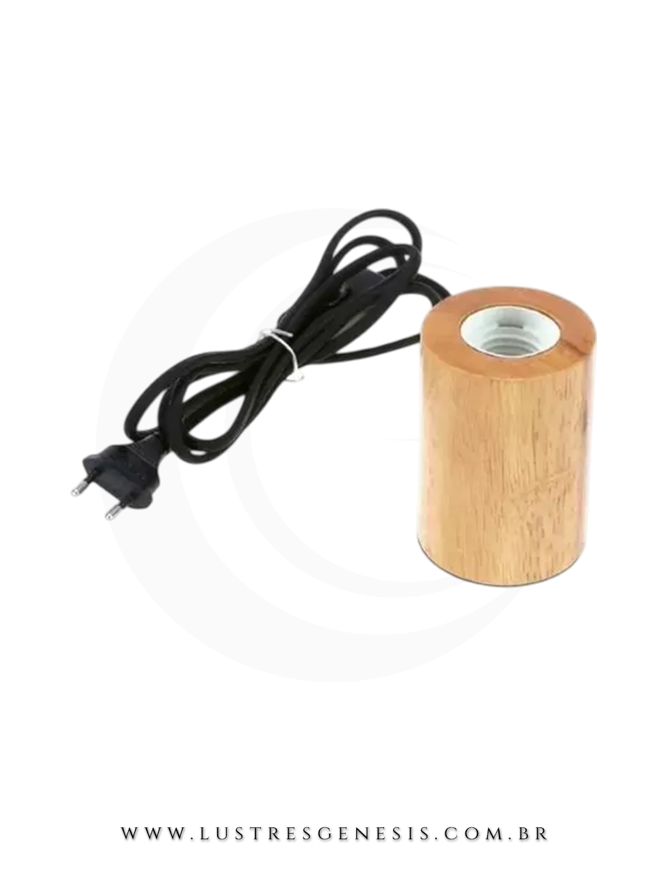 Luminária Abajur Clint de madeira com interruptor para mesa de escritório ou cabeceira de cama. Lustres Gênesis loja online de Lustres e Iluminação Decorativa